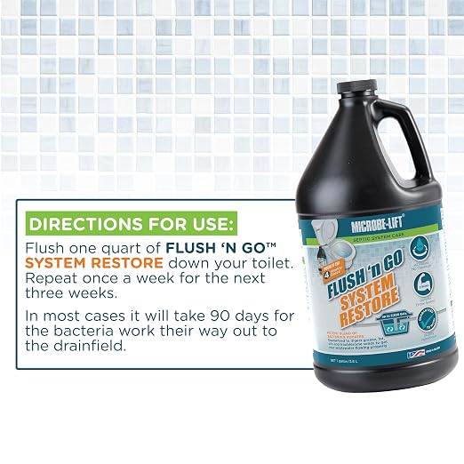MICROBE-LIFT Emergency Septic Tank System Restore - Fast Acting Septic Tank Clog and Odor Removal for Troubled Septic Tanks Up to 2,500 Gallons - 1 Gallon