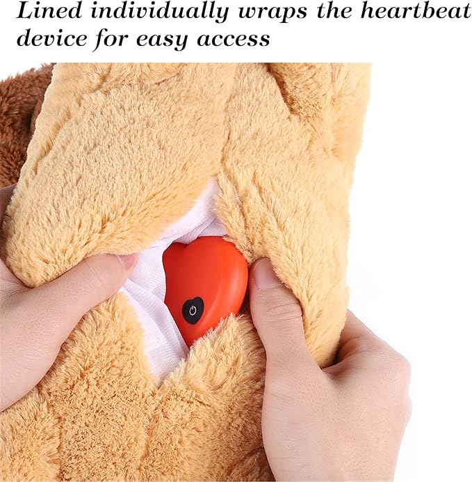 3T GROUP Puppy Heartbeat Toy for Dogs Sleep Aid Stuffed Animal with Heartbeat Toy for Puppy Essentials Pet Pillow Anxiety Relief Calming Toy(Yellow)