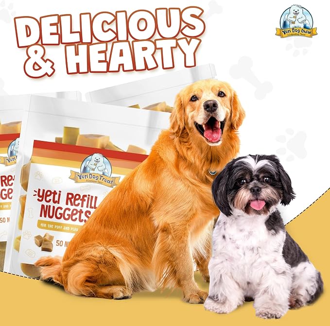 Yeti Refill Nuggets for Puff and Play Dog Toys - Natural Himalayan Yak Cheese Treats, Promotes Dental Health, Suitable for All Dogs, Ideal for Interactive Chew Toys and Dispensers, 50 Pieces, 24 Oz