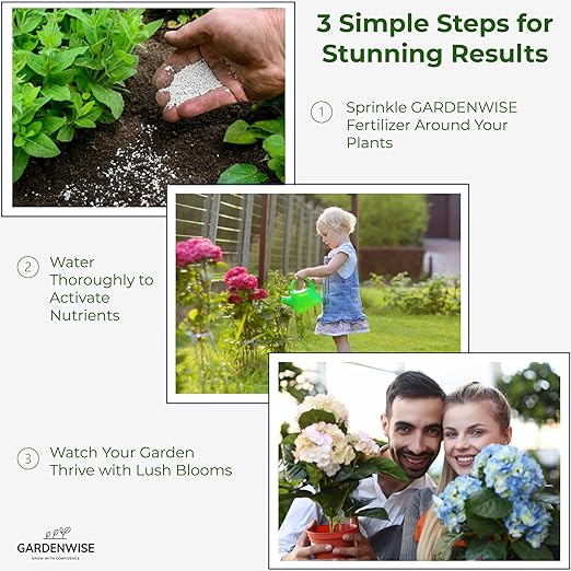 GARDENWISE Slow Release Hydrangea Fertilizer with Iron & Sulfur – Indoor & Outdoor Soil Acidifier for Miracle Growth (1/2 qt)