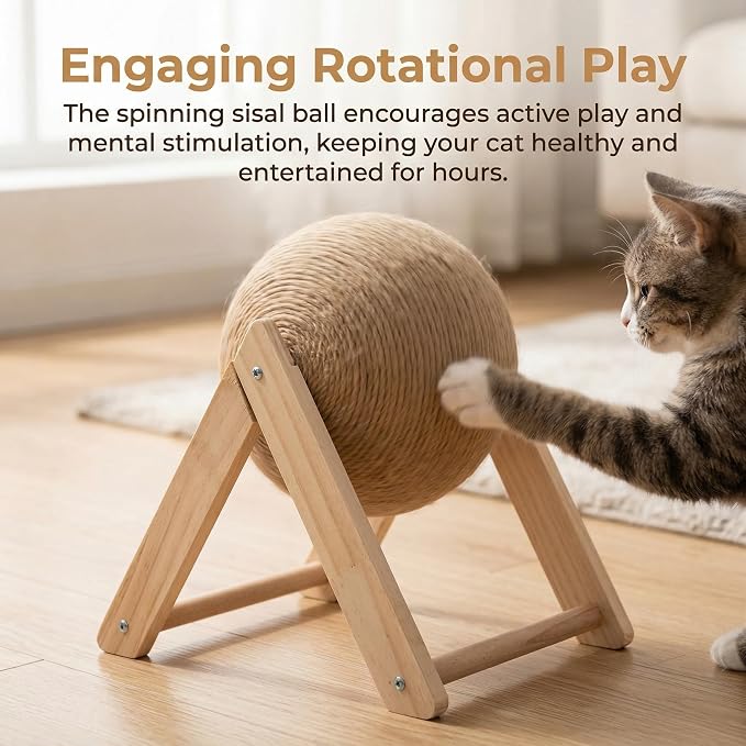 ibasenice Cat Scratch Toy, Sisal Scratcher Ball, Fun for Cats, Protects Furniture