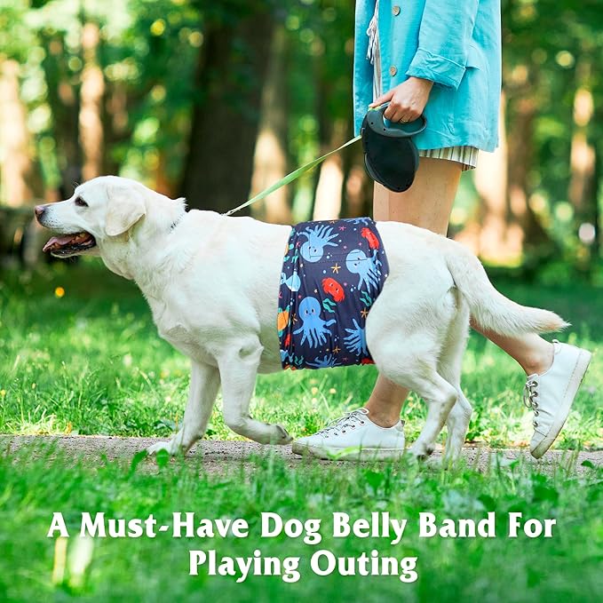 5 Pack Dog Diapers Male Reusable, Premium Belly Bands for Male Dogs, High Absorbing Male Dog Pee Wraps for Doggie in Incontinence or Excitable Urination and Training,Rabbit,M
