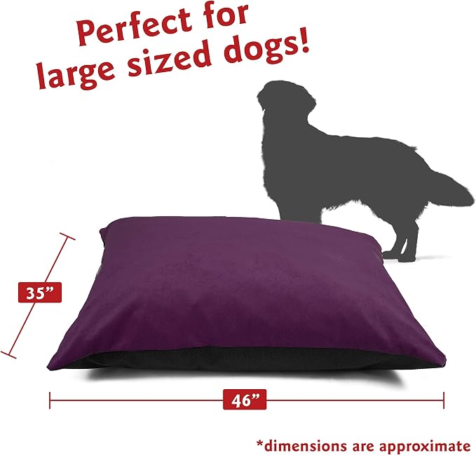 Majestic Pet Rectangle Dog Bed Washable Non Slip Comfy Crate Bed Large Breed 46 x 35 Inch Villa Aubergine