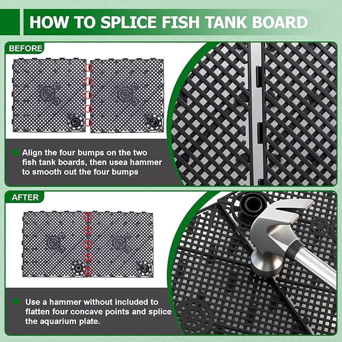 Sieral Undergravel Aquarium Filter for 15-20 Gallon Tanks, 8 Pcs 5.7'' x 5.7'' Plates, Under Gravel System for Clean Water, with 2 Uplift Tube and 1 Filter Cotton, for Fish Tank Fresh and Saltwater