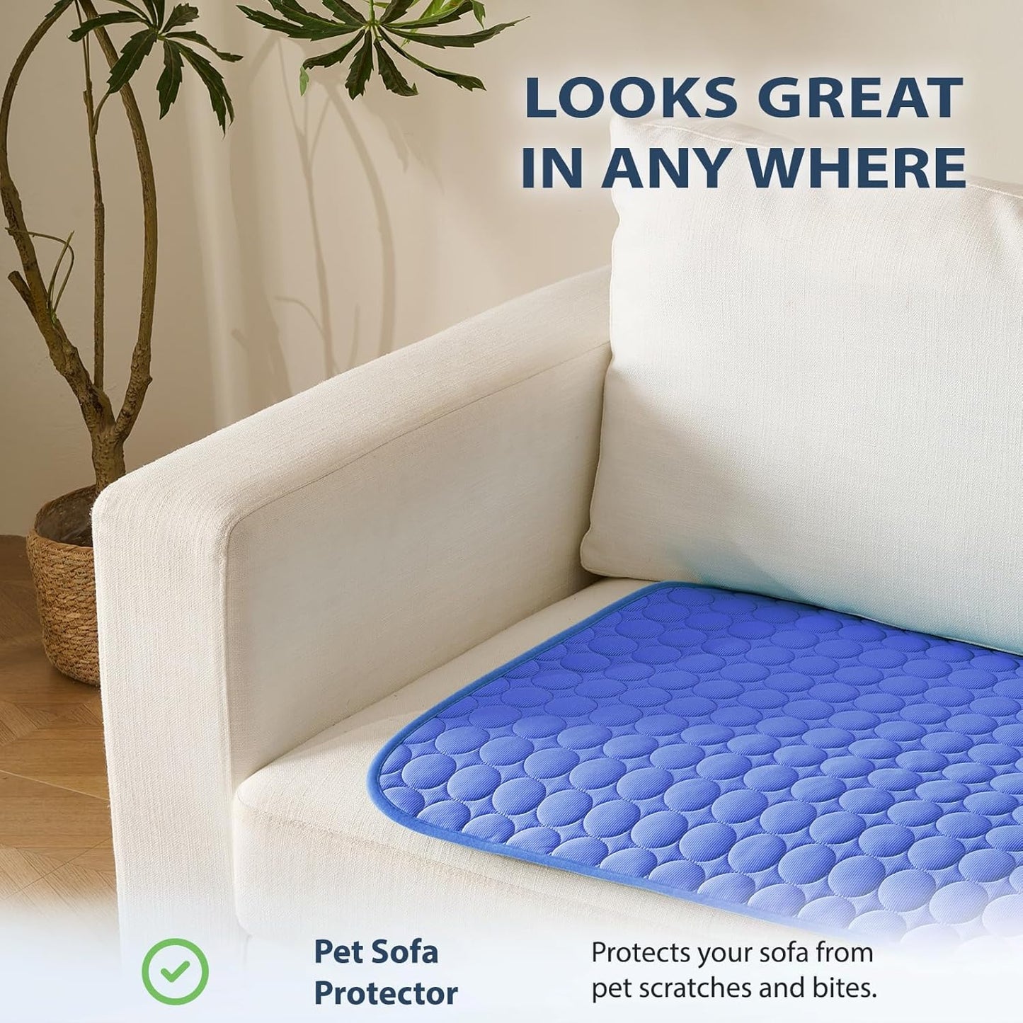 MICROCOSMOS Summer Cooling Mat & Sleeping Pad- Water Absorption Top, Materials Safe, Easy Carry, EZ Clean. Keep Cooling for Pets, Kids and Adults.(Navy Blue, 19" x 15")