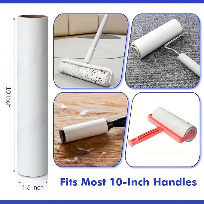 16 Pack Large Lint Roller Refills 10 Inch Wide Extra Sticky 800 Sheets Pet Hair Remover Replacement Rolls Compatible with Mega Rollers, Furniture Floor Household Cleaning