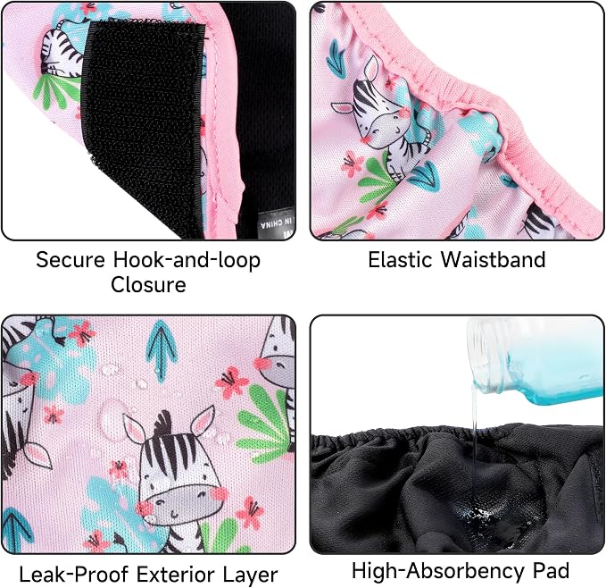 Paw Legend Washable Reusable Female Dog Period Diapers for Heat Doggie Puppy Diapers for Female Dogs (3 Pack, Medium)
