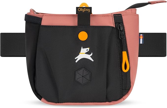 OllyDog Backcountry Day Bag | Dog Training Treat Pouch | Eco-Friendly Recycled Fabric Fanny Pack with Zipper Closure, Built-in Poop Bag Dispenser & Adjustable Waist Belt (Desert)