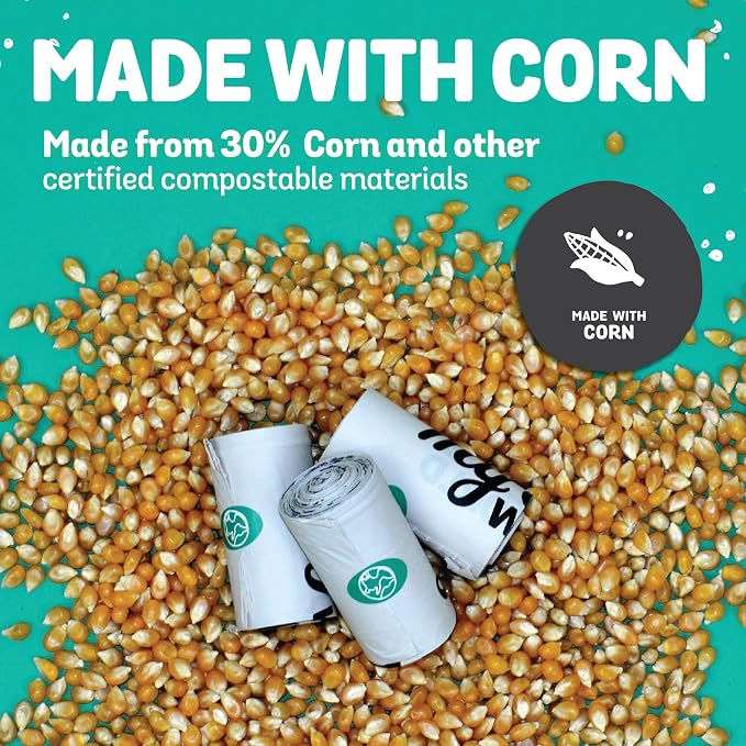 MyEcoWorld® Compostable Pet Poop Bags - Made with Corn and Other Certified Compostable Materials - 240 Bags - 16 Roll - Extra Strong - Leak Proof - Unscented - Easy to Open
