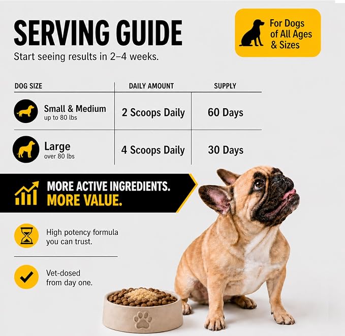 Koby Dog Probiotic Powder, 7B CFU with 8 Strains for Diarrhea, Sensitive Stomach & Gut Health, USDA Organic, Vet Developed, Bone Broth, 60 Scoops