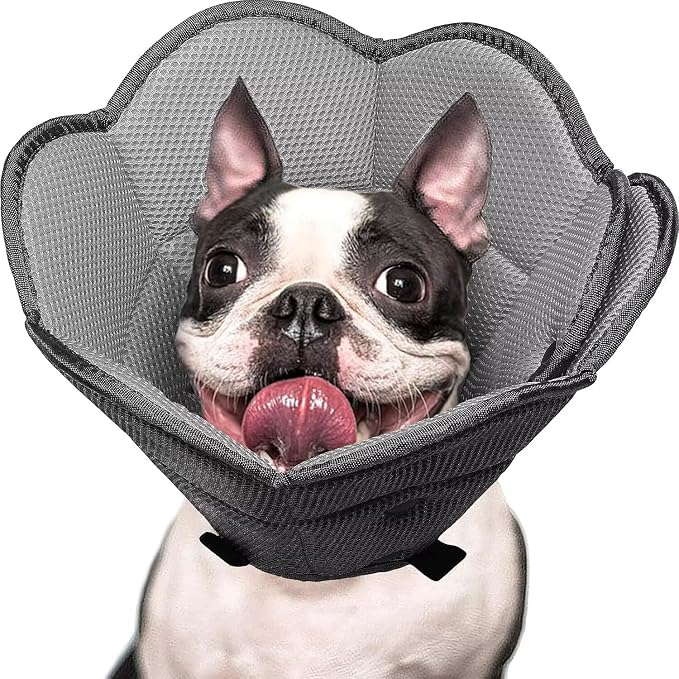 Soft Dog Cone for Dogs,Breathble Adjustable Dogs Recovery Collar After Surgery,Protective Elizabethan Cones,E Collar Alternative to Stop Licking,Comfortable Dog Cones,Black,S