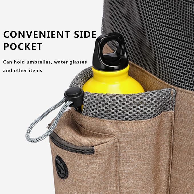 Pet Travel Rolling Backpack Rolling Carrier with Wheel Breathable Airline Approved Pet Carrier Stroller Soft-Sided Carrier Bag for Small Dogs Cats Rabbit for Indoor & Outdoor Use,Khaki