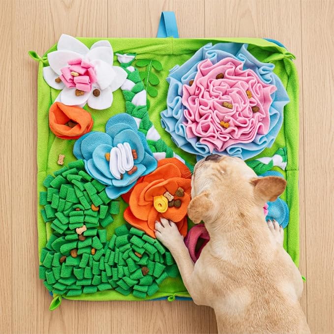 Heavy-Duty Snuffle Mat for Dogs, 19.7" Non-Slip Foraging Mat with Table-Fixing Straps, Interactive Dog Puzzle Toy for Slow Feeding, Mental Enrichment for Large & Small Dogs