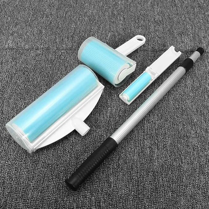 3Pcs Washable Roller Cleaner Lint Sticky Picker Pet Hair Dust Remover Brusher Quickly Plastic + TPR for Clothes Carpets Furnit