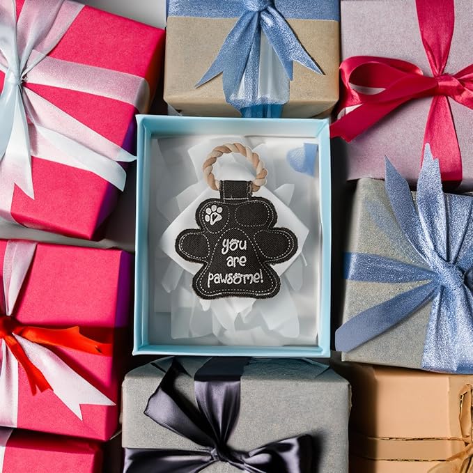 Pavilion Gift Company Gray Paw Print You are Pawsome! Canvas and Rope Dog Squeaky Toy