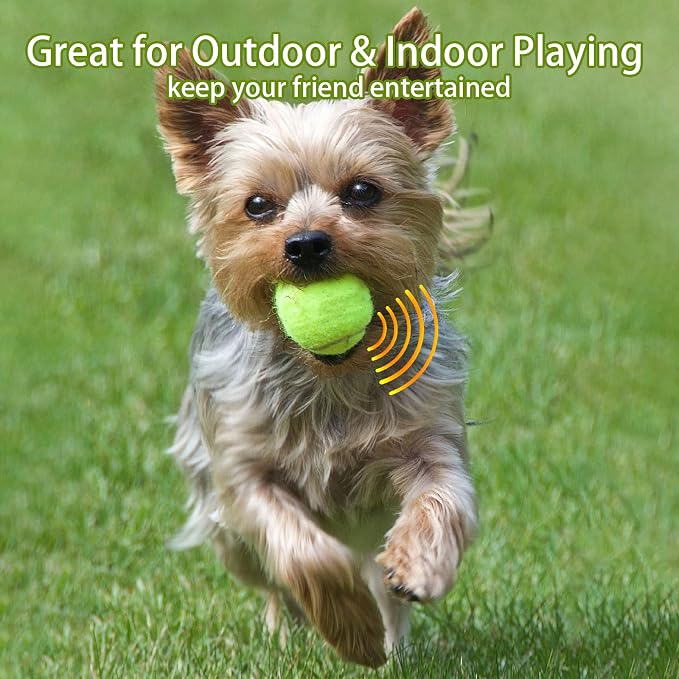 Magicorange Dog Tennis Balls, 20 Pack 2.5 inch Floatable Squeaky Tennis Balls for Fetch Exercise, Natural Rubber Squeaky Dog Balls Training Safe (Yellow)