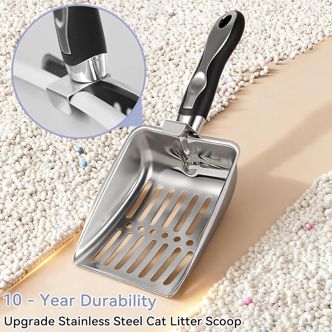 2 Pack Stainless Steel Cat Litter Box with Lid, 24" L x 16" W x 12" H, Extra Large Enclosed Litter Box for Cats, High Sided Anti Leakage, Non-Stick, Includes Stainless Steel Scoop & Cat Mat