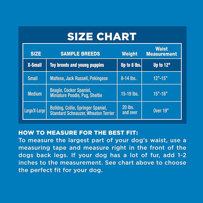 Four Paws Wee-Wee Super Absorbent Disposable Adjustable Dog Potty Training Diapers, Leak-Proof Protection for Dogs, Size Extra Small, Up to 8" Waist, 12 Count