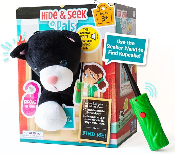 R&R Games Hide & Seek Pals Kupcake the Kitten Family Game - Hide and Seek with Animals, Seeker Wand Included, Ages 3+