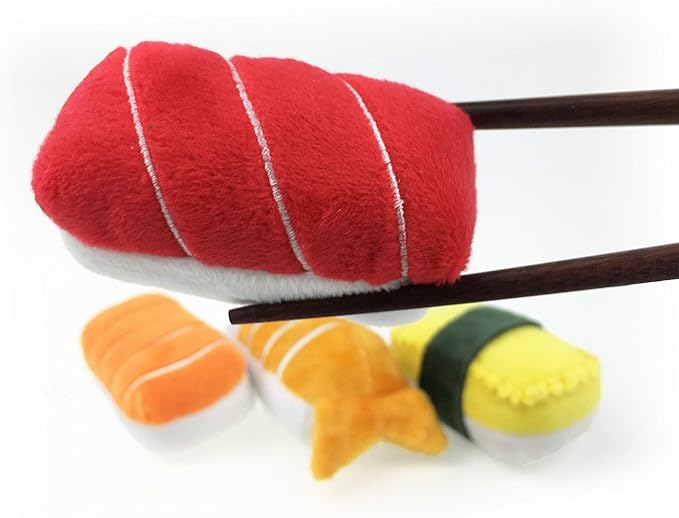 munchiecat Sushi Toys for Cats, Kittens Catnip Toy Crinkle Paper Bells Rattle Set in Bento Style Box, Maki and Nigiri (8-pc)