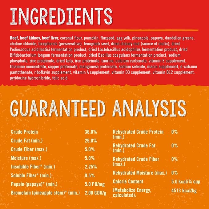 Stella & Chewy's Freeze-Dried Raw Dog Food for Digestive Health - Grass-Fed Beef Dinner Morsels - Natural Solution for Sensitive Stomach, Gas & Firm Stools - Premium Raw Nutrition - 4.25oz