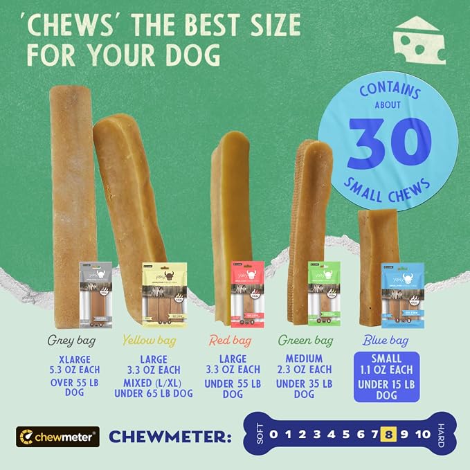Chewmeter Yaky Himalayan Cheese Chews | Natural Yak Cheese Dog Chews | Long Lasting, Stain Free, Protein Rich, Low Odor | 100% Natural, Healthy & Safe | Small | for Dogs 15 lbs and Smaller | 2.5lb