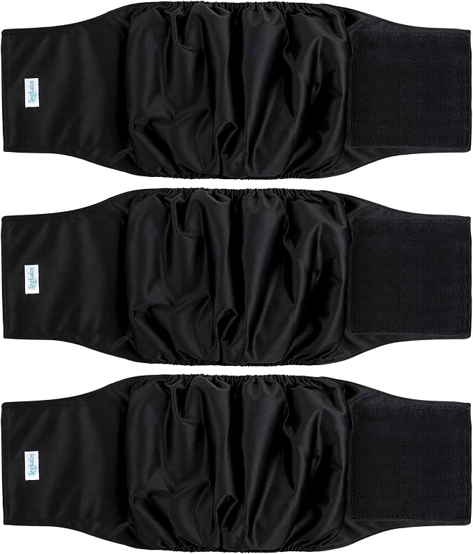 Leekalos Male Dog Diapers (3 Pack), High Absorbing Dog Belly Bands for Male Dogs, Washable Reusable Dog Male Wraps (Medium)