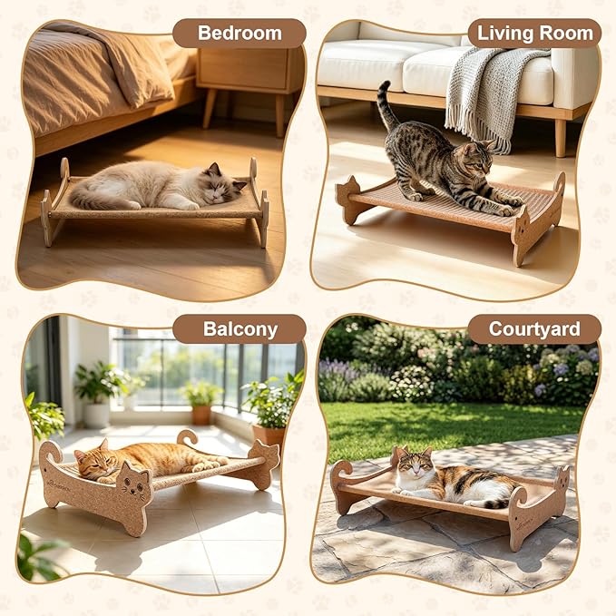 Natural Cork Cat Bed-Cat Scratching & Cat Hammock 2-in-1-Cat Scratchers for Indoor Cats-Scratching Post Cat Toys-Cat Furniture-Cat Scratch Board-Cat Scratch Pads-Eco-Friendly-Cat Gifts