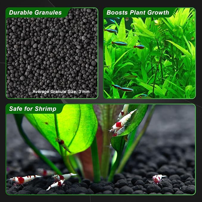 FZONE Aquarium Soil for Planted Tanks- Nutrient-Rich Aquarium Substrate for Fresh Water Live Plants, Dust-Free, Shrimp & Fish Safe，Long-Lasting pH Stable (3mm, 8L/17.64 lb, Black)