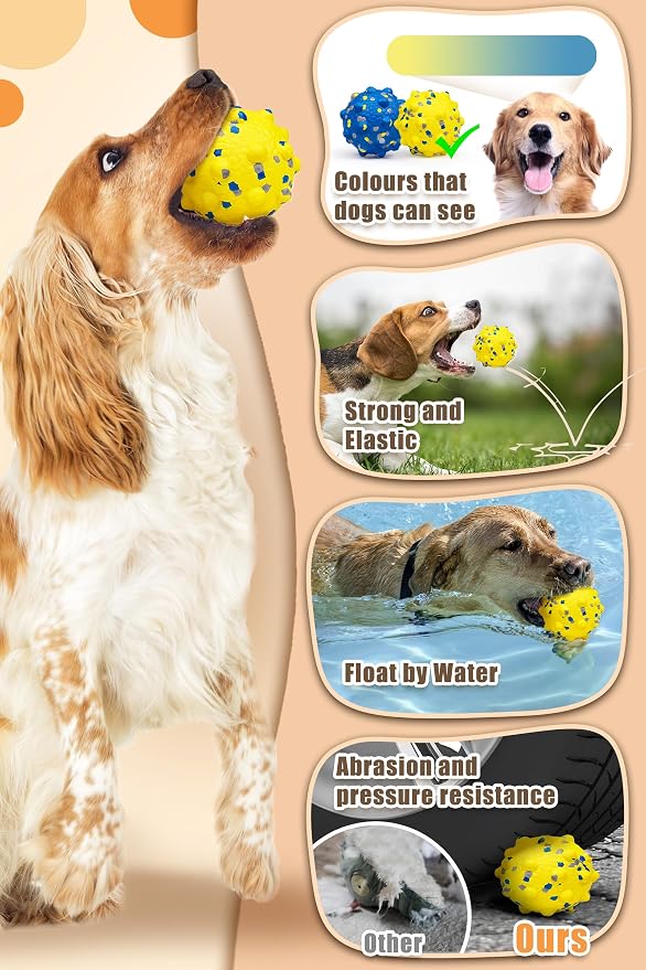Moonorange 2.36'' Dog Balls for Dogs Aggressive Chewers Indestructible Tennis Durable Bouncy Interactive Dog Toy Balls for Fetch Game Floating Training(Yellow Medium)