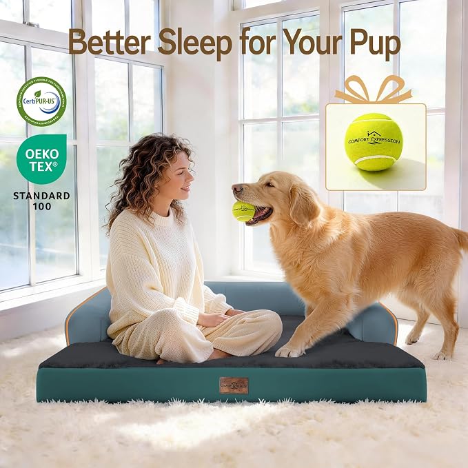 Comfort Expression Memory Foam Dog Bed Large Sized Dogs - XL Waterproof Orthopedic Pet Bed for Big Dog with Washable Removable Cover Non-Slip Pet Sofa Couch, 42 x 30