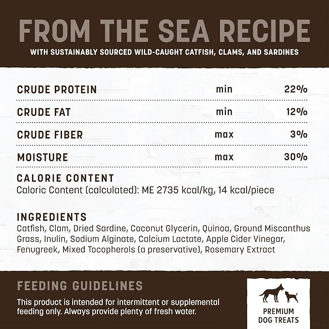 Earth Animal Wisdom Air Dried Jerky - from the Sea Recipe Premium Natural Fish Jerky Strips Dog Treats - 4 oz Bag