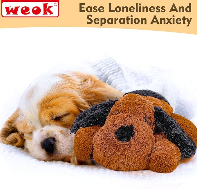 WEOK Heartbeat Puppy for Dogs, Helps for Anxiety Relief and Calming, Stuffed Animal Anxiety Calming Behavioral Puppy Heartbeat Toy Sleep aid for Cats Pets（for Small Breeds）