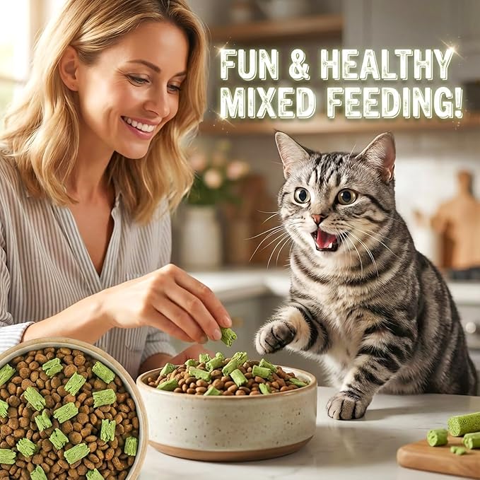 Cat Grass Sticks for Indoor Cats 50g Chicken Freeze Dried Treat 10pcs