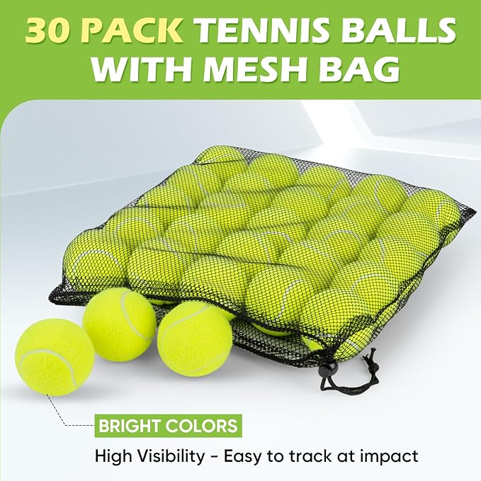 Treeroot 16/30/40/60 Pcs Tennis Balls, High Elasticity Tennis Balls Bulk, Comes with a Portable Mesh Bag, Tennis Ball for Dogs, Suitable for Beginner Training Ball, Durable & Bounce