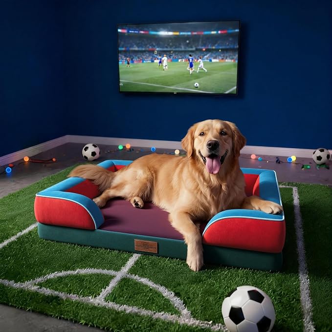 Comfort Expression Orthopedic Dog Bed for Extra Large Dogs 42x30 Inch, Waterproof Egg Crate Foam XL Pet Bed with Bolsters, Dog Couch with Washable Cover & Non-Slip Bottom, San Francisco
