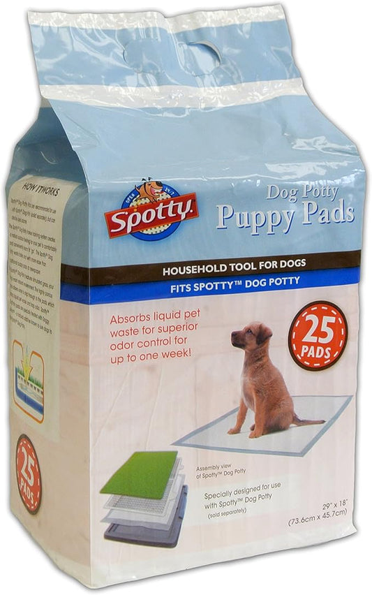 Spotty Super Absorbent Heavy Duty 5 Layer Housebreaking Training Leak Proof Pet Puppy Dog Pee Pads, 25 Count