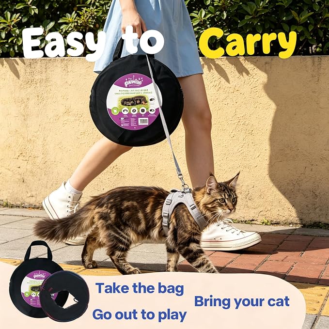 PAWISE Outdoor Cat Enclosure, 2-in-1 Portable Catio with Cat Tent and Tunnel, Pop Up Cat Playpen for Indoor Outdoor Cats and Small Animals, with Storage Bag