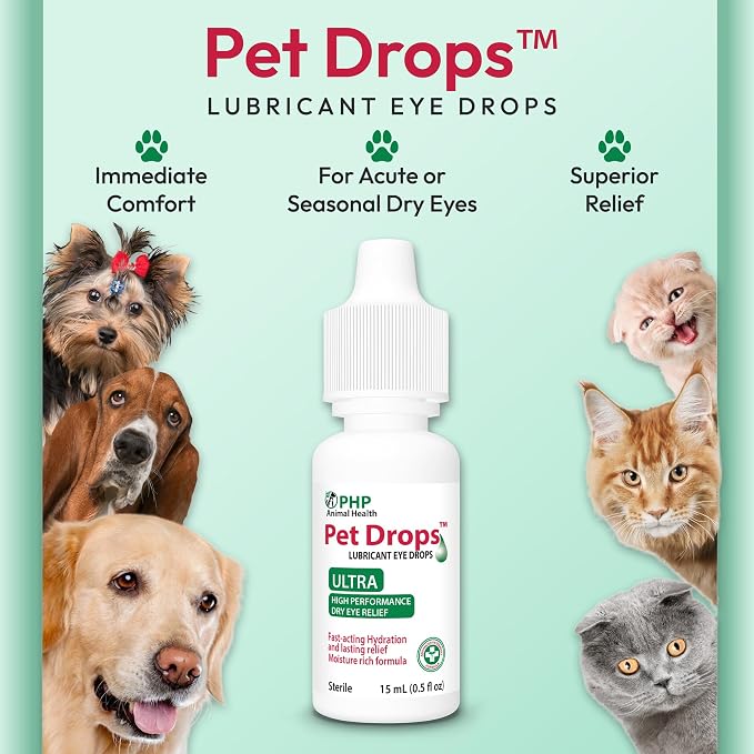 Ultra Lubricant Pet Drops 15 ml - Eye Drops for Cats and Dogs - Moisture Rich Formula, Fast Acting Hydration Dogs Eye Drop for Dry Eyes, Artificial Tears for Extra Dry Eye ( U.S Made )