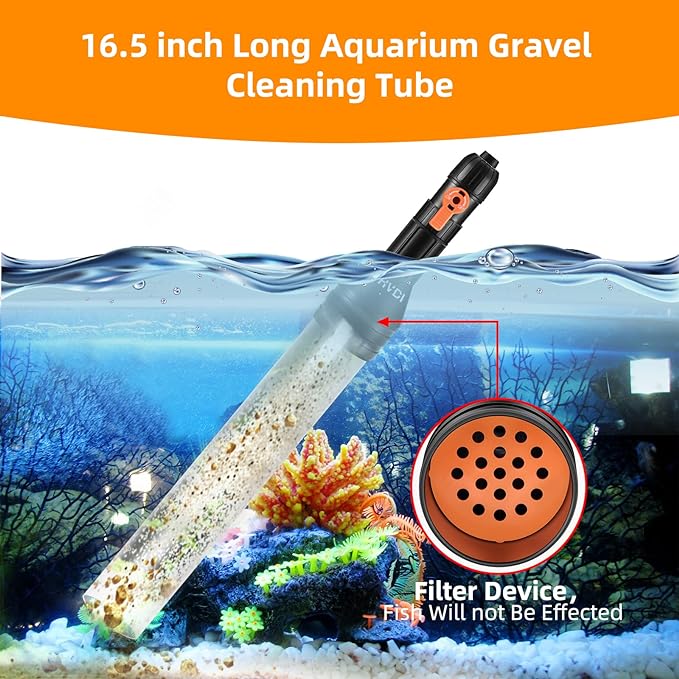 enomol Gravel Vacuum for Aquarium Water Changer Fish Tank Cleaning Tools,Siphon Universal Quick Pump Aquarium Water Changing (50ft)