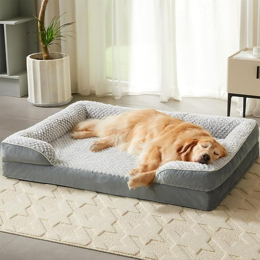 LEXTRO Orthopedic Dog Bed for Extra Large Dogs 48x35Inch, Egg Crate Foam Bed for Extra Large Dogs, Equipped with Removable Waterproof Pillow Cover and Anti-Slip Bottom, Pet Bed