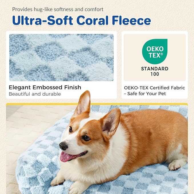 ABCPET Large Dog Bed Sofa, Fluffy Pet Bed for Medium and Large Dogs, Supportive Dog Couch Sofa for Dogs, Pet Sofas with Washable Cover & Non-Slip, 38 inch, Blue