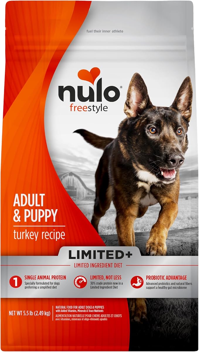 Nulo Freestyle Limited Ingredient Dry Dog Food - High Protein Turkey Recipe, Natural Grain Free Dog Food for Puppies & Adults, Small, Medium and Large Breed Kibble, 5.5lb Bag
