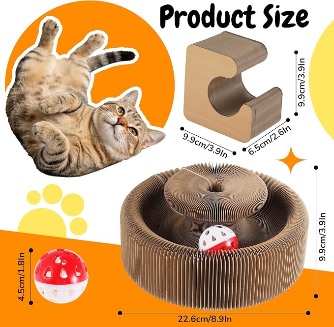 Cat Scratching Pads, Square Magic Organ Interactive Cat Toy, Reversible Cat Scratch Furniture Protector, Brown Routine