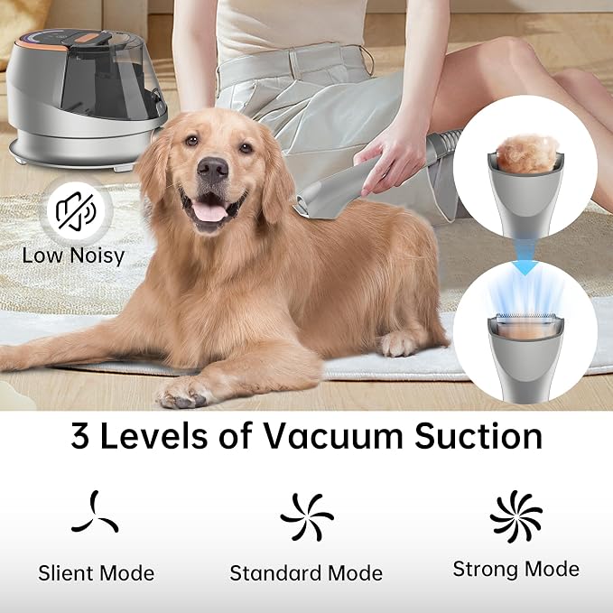 9-in-1 Pet Grooming Vacuum Kit – Dog Hair & Cat Hair Grooming, 18Kpa Suction, 4.5L Dust Bin, 1000W Hot Air Dryer, LED Display, Adjustable Grooming Clippers & Shedding Tool