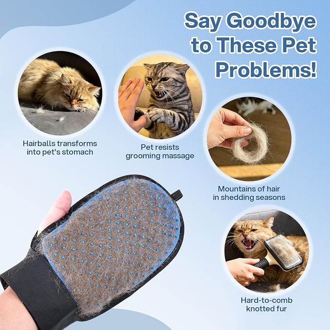 CLEANGOR 2Pcs Pet Hair Removal Glove for Dog & Cat, Reusable Electrostatic Pet Hair Grooming Glove, Magic Brush Pet Hair Remover Tool for Carpet, Sofa, Furniture, Car Seats and Clothing