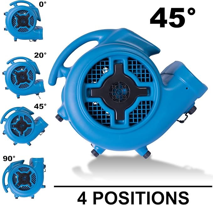 XPOWER P-800 Pro 3/4 HP 3200 CFM Centrifugal Air Mover, Carpet Dryer, Floor Fan, Blower, for Water Damage Restoration, Janitorial, Plumbing, Home Use