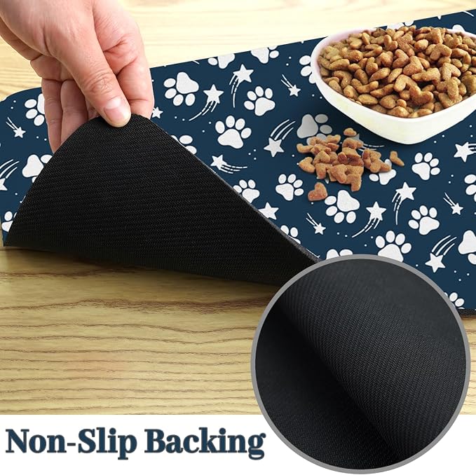 Dog Food Mat 24x32 Inch Pet Feeding Absorbent Mats for Floor Dog Cat Water Bowl Placemat Non-Slip Washable Pet Food and Water Mat
