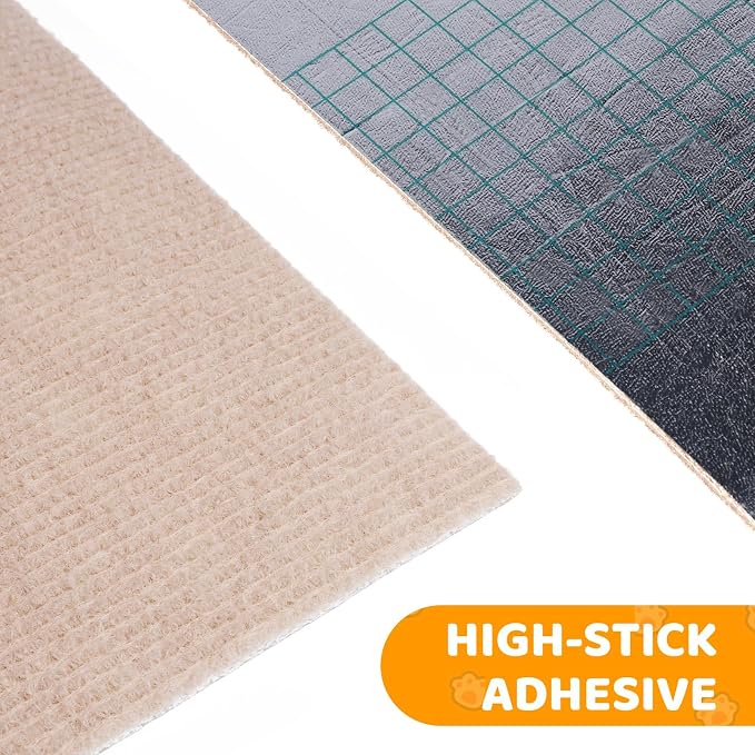 Cat Scratching Mat Self-Adhesive, 78.7'' x 15.8'', Trimmable Cat Scratch Pads Furniture Protector, DIY Climbing Cats Scratching Carpet for Couch, Door Frame or Wall Corner Protector (Khaki)