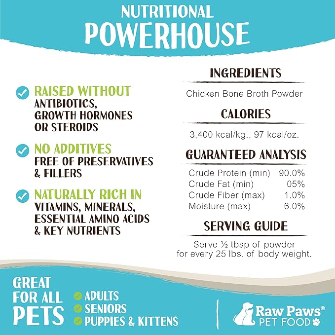 Raw Paws Whole Milk Powder & Bone Broth for Dogs and Cats Bundle - Whole Goat Milk Powder & Chicken Bone Broth - Made in USA - Pet Nutritional Supplement - Protein Powder Food Topper